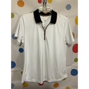 Greg Norman Play Dry Activewear Top Size Large Leopard Accent